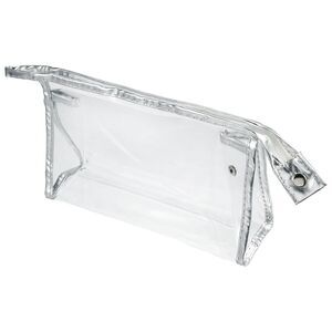 Clear Portable Travel Transparent Waterproof Makeup Pouch Silver Tone Medium